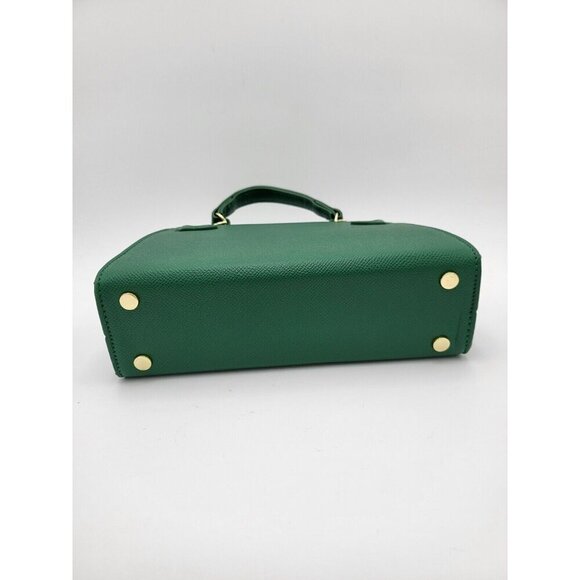 New Kelly Green PU Leather Wirkin Style Mini Tote Crossbody With Strap s… - Picture 9 of 16